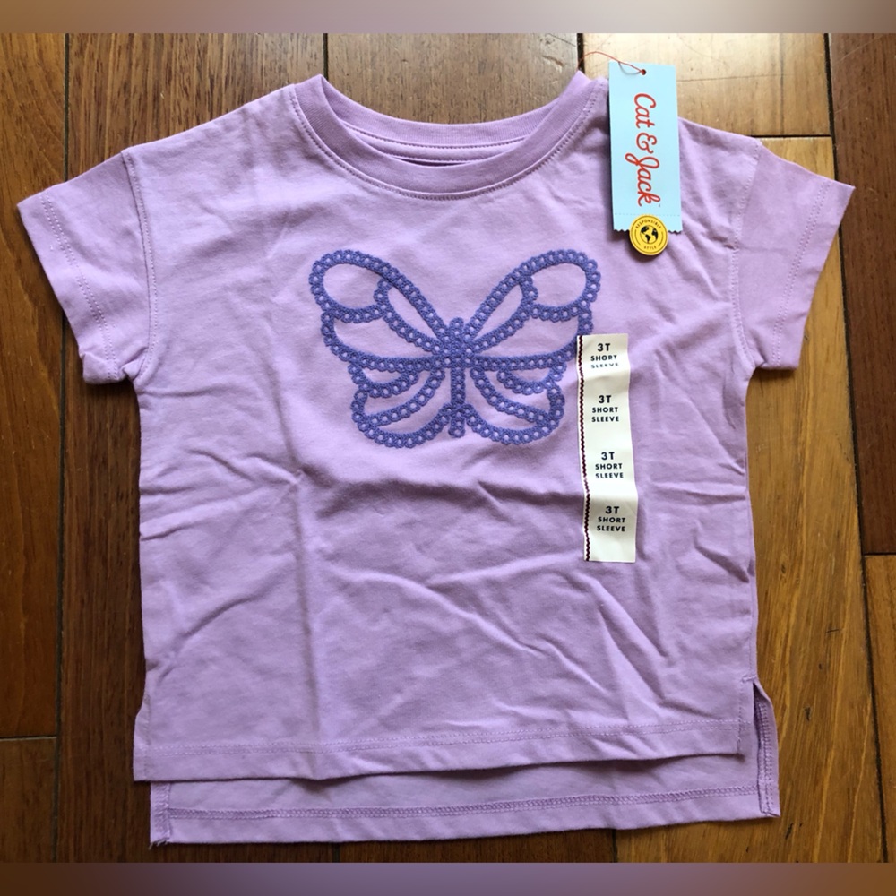 NWT Cat & Jack Purple Butterfly Kids Tee Shirt